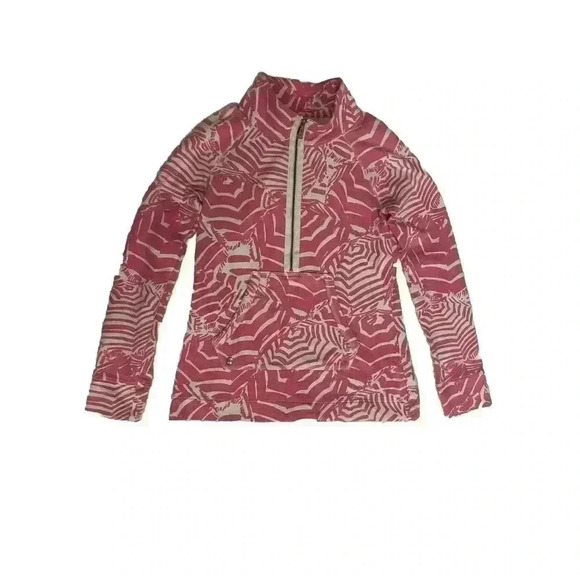 Lilly Pulitzer XS Half Zip Popover Sweatshirt Top Pink Umbrella Cabana Skipper - Picture 1 of 8